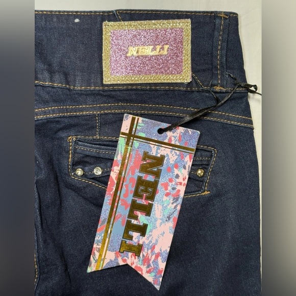 NWT Nelli Denim Jeans 9/10 Tall Skinny Bling Sparkly Dark Wash Pants 30x32 - Picture 10 of 10
